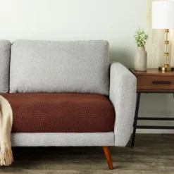 2 Pack Stretch Outdoor Cushion Covers For Patio Furniture And Sofas, Reversible (Medium, Dark Brown)