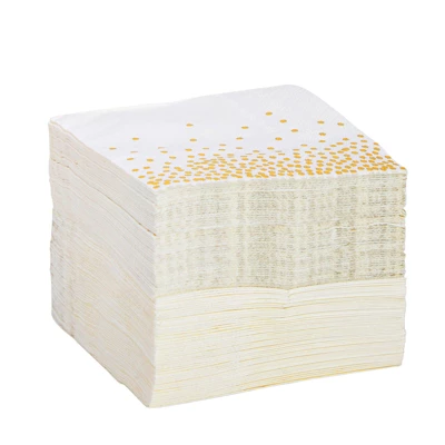 Blue Panda 100 Pack Disposable White And Gold Cocktail Napkins For Wedding Reception, Bridal Shower, 5 X 5 In, 3-Ply 5 Blue Panda 100 Pack Disposable White And Gold Cocktail Napkins For Wedding Reception, Bridal Shower, 5 X 5 In, 3-Ply - Image 5