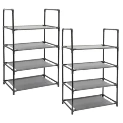 Juvale 2 Pack Black 4-Tier Narrow Shoe Rack For Entryway, Metal Free Standing Shelf Organizer For Closet, 17 X 11 X 30 In -Juvale GUEST ebc71913 cf3b 4e7d a686 ceca5f3dba9f