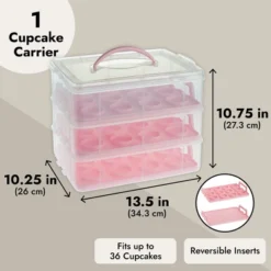 Juvale Clear Plastic 3 Tier Cupcake Carrier Storage Box Holder With Lid For 36 Cakes, 13.5x10.25x10.75 In -Juvale GUEST ec1571cc 113d 4d4b bbab 04852468ca24