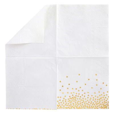 Blue Panda 100 Pack Disposable White And Gold Cocktail Napkins For Wedding Reception, Bridal Shower, 5 X 5 In, 3-Ply 3 Blue Panda 100 Pack Disposable White And Gold Cocktail Napkins For Wedding Reception, Bridal Shower, 5 X 5 In, 3-Ply - Image 3
