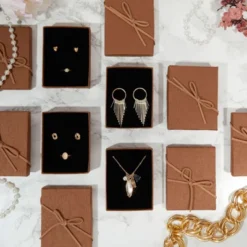 Juvale 12 Pack Small Jewelry Gift Boxes With Lids For Necklaces, Earrings, Bracelets, Brown, 3.7x2.9x1.3 In