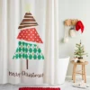 Juvale Merry Christmas Shower Curtain Set For Bathroom, 12 Hooks Included, 70 X 71 Inches