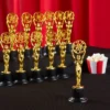 Juvale Pack Of 12 Mini Award Trophies - Plastic Movie Film Buff Trophy - Trophies For Kids - Great For Teachers, Gold, Black