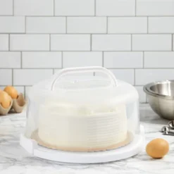 Juvale Round Cake Carrier With Lid And Handle For 10-Inch Desserts (12 X 5.9 In)