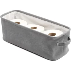 Gray Jute Fabric Storage Bin Basket Container Cubes Organizer With Handles Rectangular 16"x6"x5.25" -Juvale GUEST ef6b60b1 d6cc 440a ad39 ca1c047fcad9