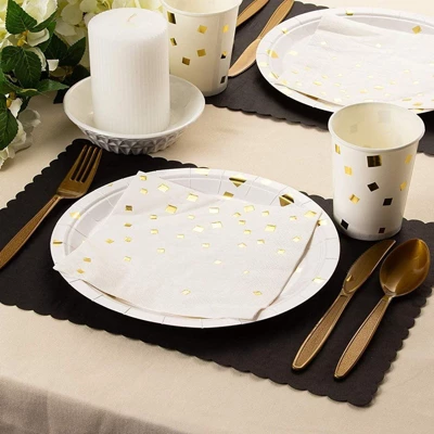 100-Pack Black Party Paper Placemats Rectangular Tabletop Mats With Wavy Edge 2 100-Pack Black Party Paper Placemats Rectangular Tabletop Mats With Wavy Edge - Image 2