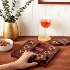 Juvale 10 Pieces Wooden Tic Tac Toe Board Game For Kids And Adults, 9.5 X 9.5 In