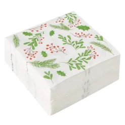 Blue Panda 100 Pack Holly Berry Paper Napkins For Christmas Party, Holiday Decor, White, 6.5 X 6.5 In -Juvale GUEST f09b9006 e90d 4686 a8fd 32546f98dae8