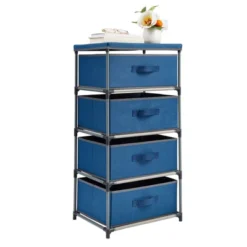 [Juvale] 4-Tier Drawer Dresser For Bedroom, Clothes Organizer, Fabric Storage Tower For Clothing, Linens, Closet, Easy Assembly (Navy Blue, -Juvale GUEST f1c09899 d5e6 47d5 bd19 0093f3afdafa