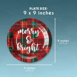 Blue Panda 80 Pack Red Plaid Christmas Paper Plates For Holiday Party, Gold Merry And Bright Design (9 In) -Juvale GUEST f291d11f abfd 49a7 9c5d 813aaf4017e7