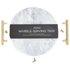 Juvale Round Marble Tray For Vanity With Handles, White Marble And Gold Serving Board For Kitchen, Home Decor, Centerpiece Display, 10.7x10.7x0.4 In -Juvale GUEST f2c751e8 d651 4378 85ca 039911c4f610