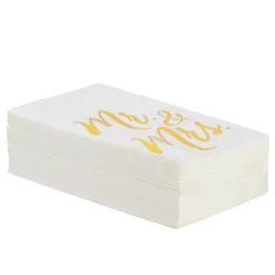 50 Pack Mr And Mrs Napkins, Disposable Wedding Dinner Napkins For Reception, Rehearsal Dinner Party, Gold Foil, 3-Ply, 4 X 8 In -Juvale GUEST f3472aaf 8295 4d5a 85e3 d3f8aabf75f5
