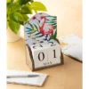 Wooden Desk Calendar - Wooden Block Perpetual Calendar For Home And Office Desk Decor, Flamingo Design, 5.5 X 8.75 X 3 Inches