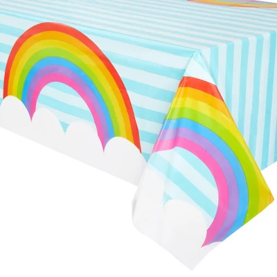 Juvale 3 Pack Rainbow Tablecloth For Party, Pastel Table Covers For Cloud Birthday Decorations For Girls, 54 X 108 In 4 Juvale 3 Pack Rainbow Tablecloth For Party, Pastel Table Covers For Cloud Birthday Decorations For Girls, 54 X 108 In - Image 4