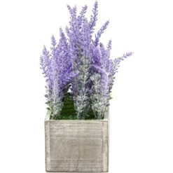 Artificial Lavender Fake Flower Plant In Rustic Pot Wooden Box For Decorations -Juvale GUEST fa28e03a 6575 4f40 8597 d1f6cfa11387