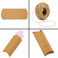 Juvale 100 Pack Kraft Paper Pillow Boxes With Twine For Jewelry, Wedding Party Favors, Small Business Packaging, Brown, 7.5 X 3.7 X 1.2 In -Juvale GUEST faf428cb a911 4693 84f5 905193ee01c0