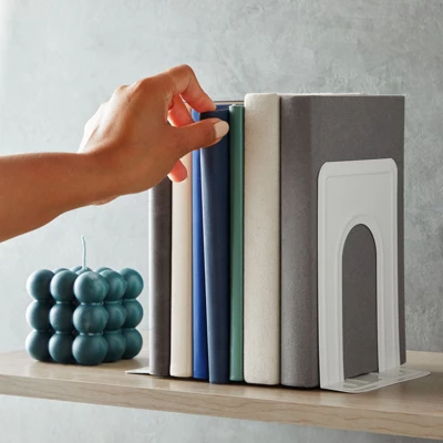 Juvale 12 Pack Metal Bookends For Shelves, Heavy Duty White Book Stoppers For Library, Living Room, Or Office (5x6.6x 5.8 In) 1 Juvale 12 Pack Metal Bookends For Shelves, Heavy Duty White Book Stoppers For Library, Living Room, Or Office (5x6.6x 5.8 In)