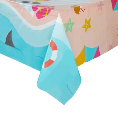 Juvale 3 Pack Summer Beach Scene Disposable Plastic Rectangle Party Table Cloth Cover 2 Juvale 3 Pack Summer Beach Scene Disposable Plastic Rectangle Party Table Cloth Cover - Image 2